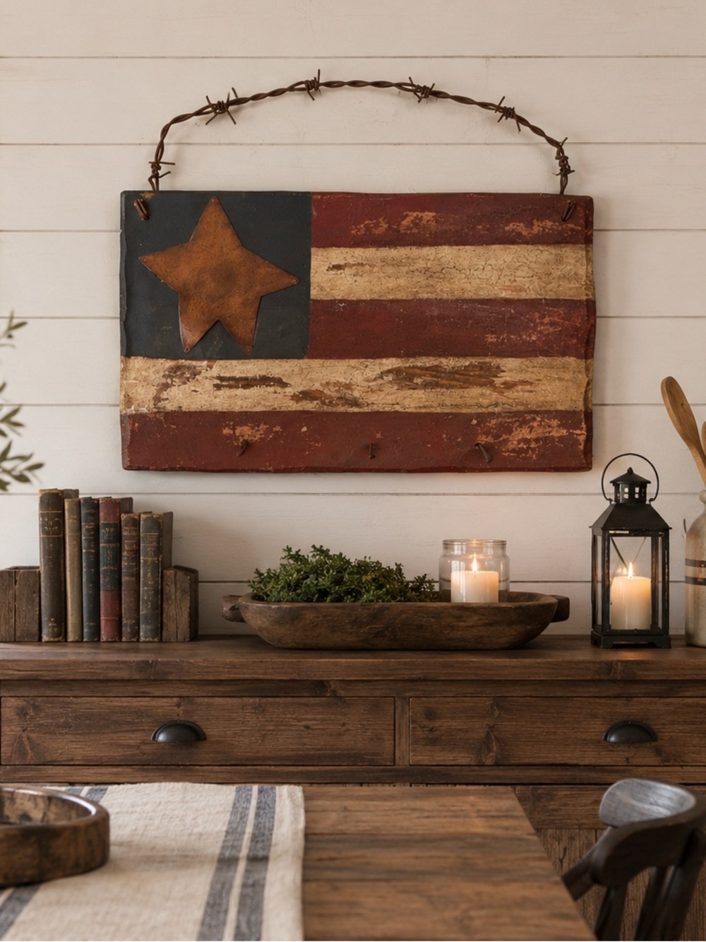 American Flag Wall Decor Handcrafted Rustic Wood & Metal USA America250